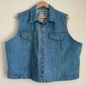 Vintage button down denim vest, blue, 18